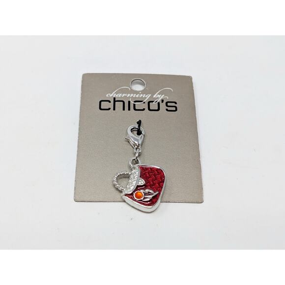 Charming by Chico's Charm Silver Tone Red Enamel Purse Bag Zipper Pull New - Picture 1 of 5